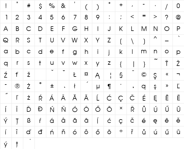 AvantGarGotItcTEE Regular  glyph index