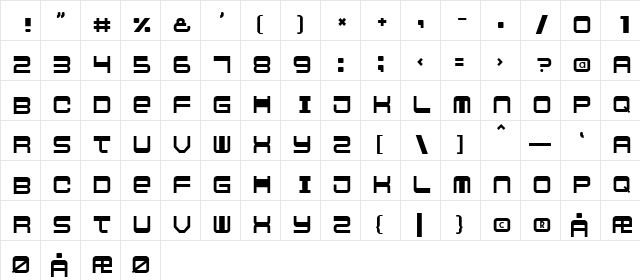 Logic lodger Regular  glyph index