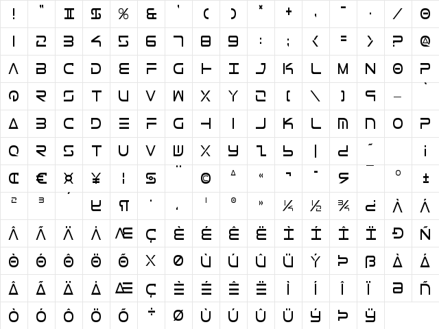 Tele-Marines Condensed Condensed  glyph index