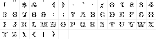 Spatz Plain  glyph index