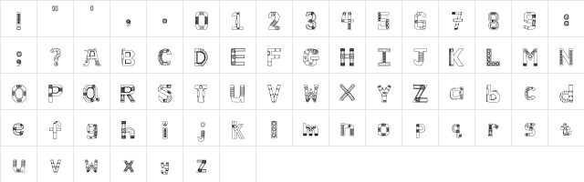 Steampunk Machinery Font Regular  glyph index