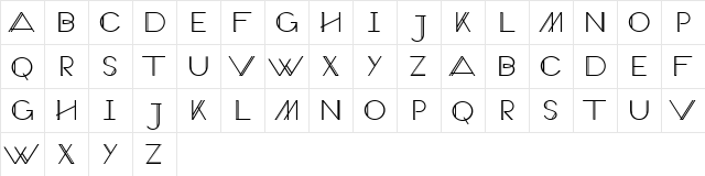 Veron Extra Regular  glyph index