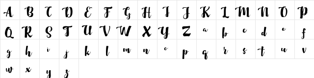 Maybelin FREE Regular  glyph index