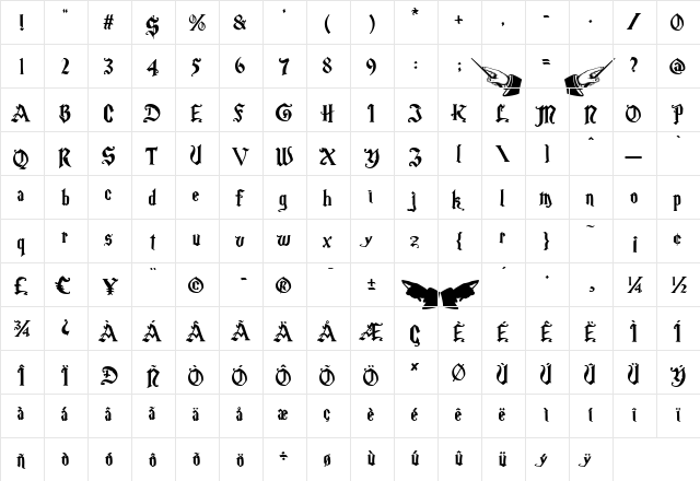 Magic School One Regular  glyph index