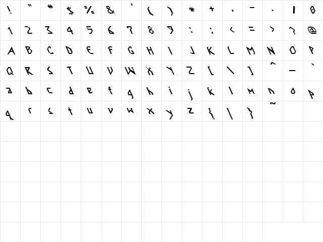 Descent 3 Regular  glyph index