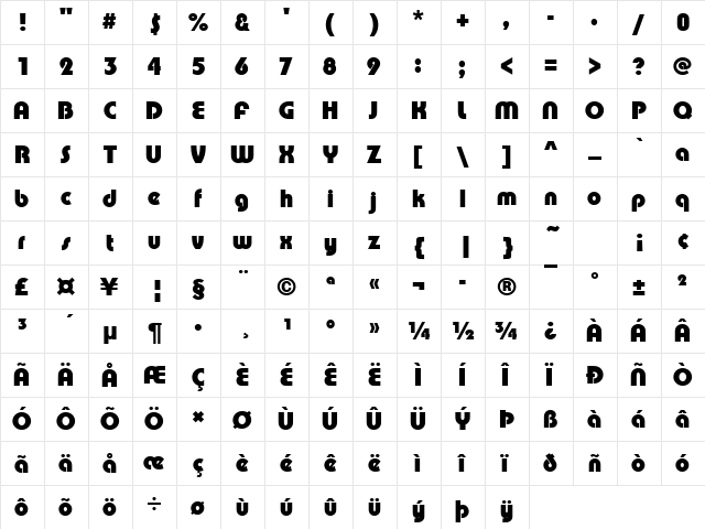 URWPuiseuxDBol Regular  glyph index