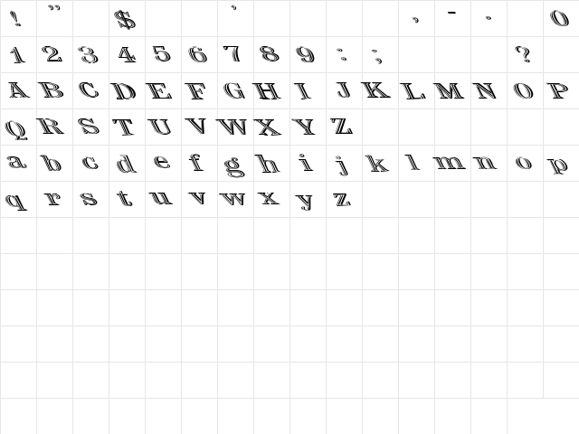 Nauert Ex Lefti Plain  glyph index