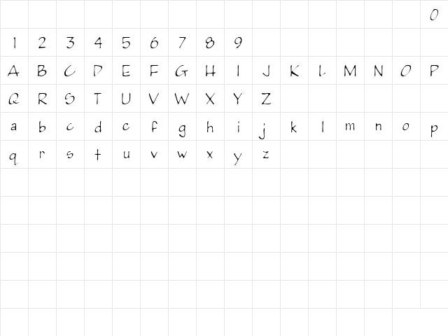 PumpkinseedLight Regular  glyph index