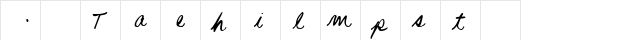 Handwriting Script Regular  glyph index
