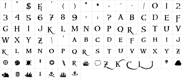 Windlass Regular  glyph index