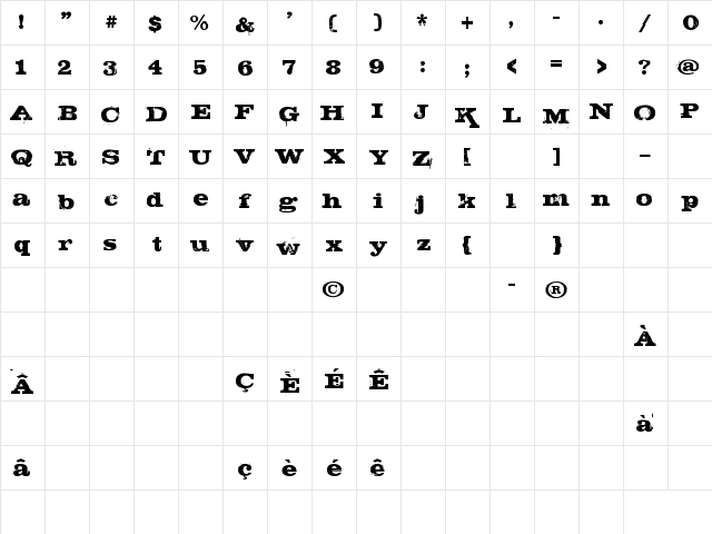 STEAK Regular  glyph index