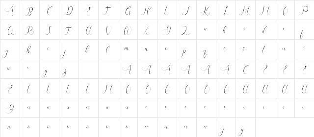 Yhasmeera Demo Regular  glyph index