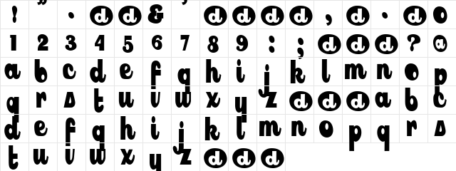 LongTallSally Regular  glyph index