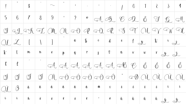 Xanthousy - Personal Use Regular  glyph index