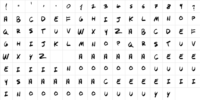 SPHYNX Regular  glyph index