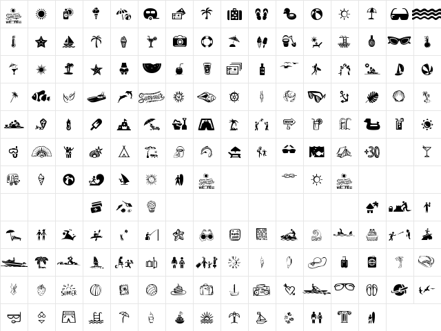 Summer Icons Regular  glyph index