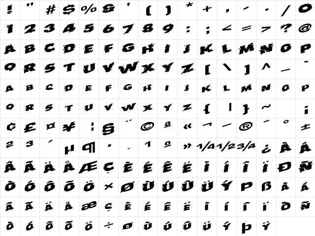 Horse Regular  glyph index