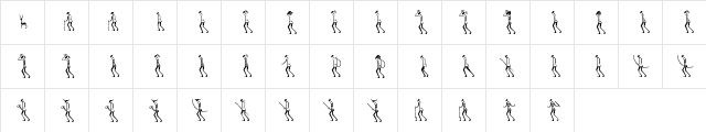 primitive man Regular  glyph index