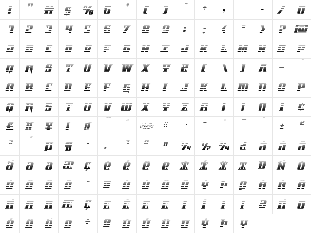 Lifeforce Gradient Italic Italic  glyph index