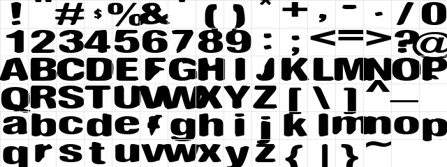 Fanny Fatty Regular  glyph index