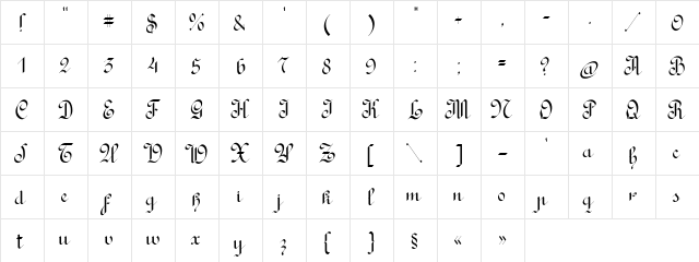 Rondo Ancient One Regular  glyph index