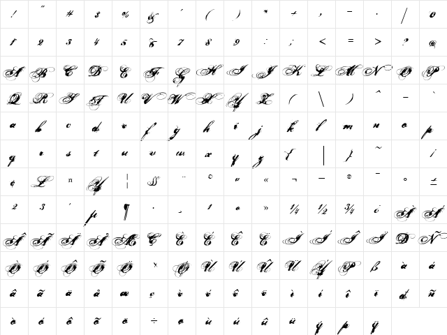 Nars 2 Regular  glyph index