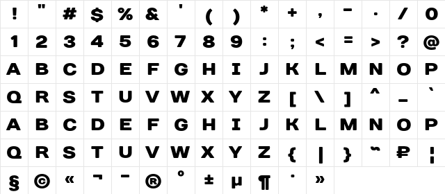 Days Sans Black Regular  glyph index