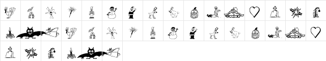 KR Silly Art Holiday Regular  glyph index