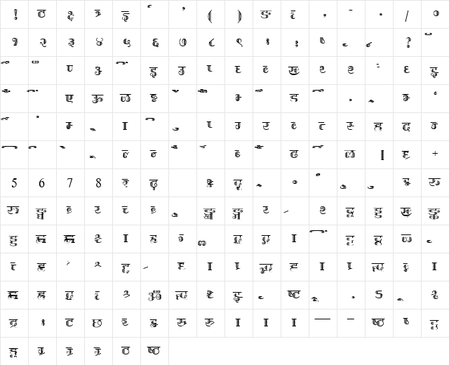 AkrutiDevPayal Normal  glyph index