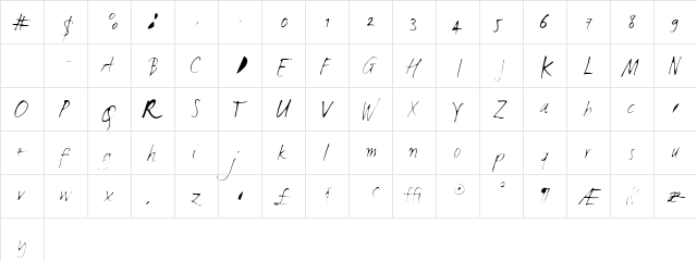 LucasHandFeetUltraLight Medium  glyph index