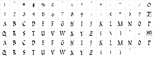 Pompeii Caps Normal  glyph index