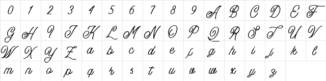 Buryland Script DEMO Regular  glyph index