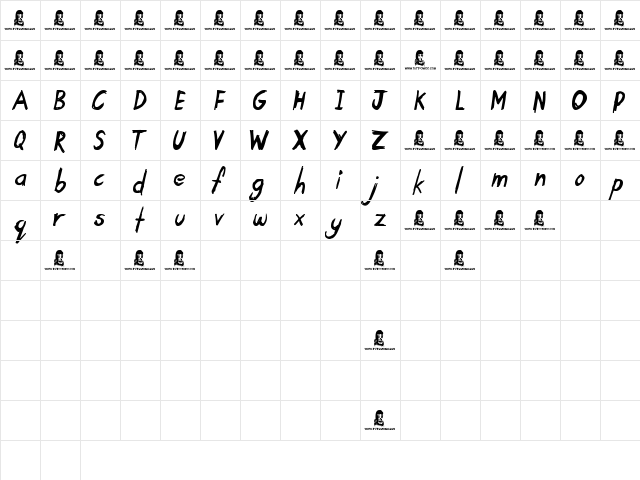 Tardy Kid Regular  glyph index