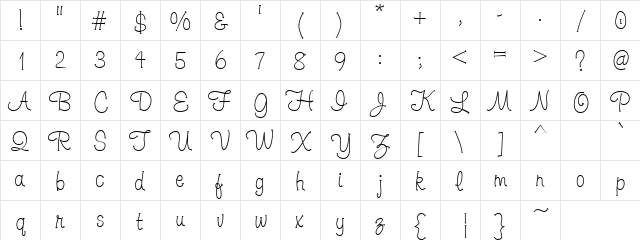 LD Dainty Regular  glyph index
