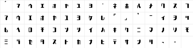 TYPEOUT2097 KAT Regular  glyph index