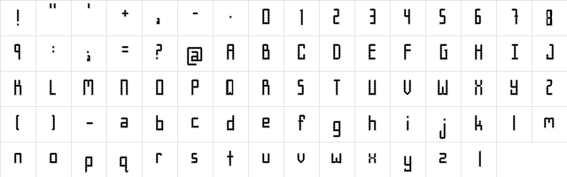 Mishu Regular  glyph index