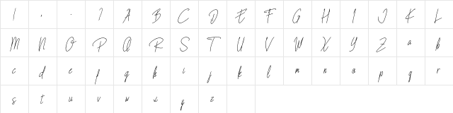 Blista Rade Slant Demo Regular  glyph index