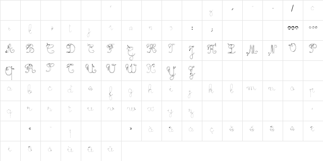Maternellecolor trace cursive Regular  glyph index