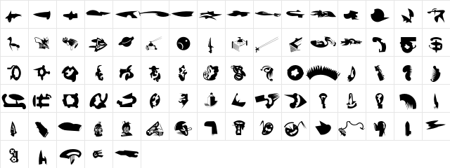 FellaParts Regular  glyph index