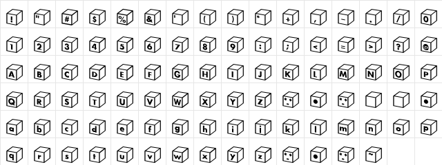 Box alphabe  glyph index