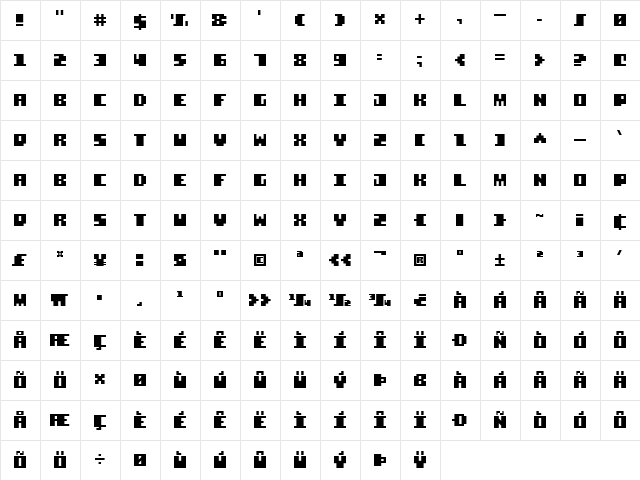 Square Stone-7 Regular  glyph index
