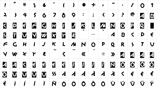 AIAlphaKid Regular  glyph index