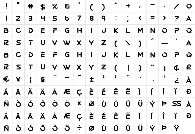 DressingForLess Beta Regular  glyph index