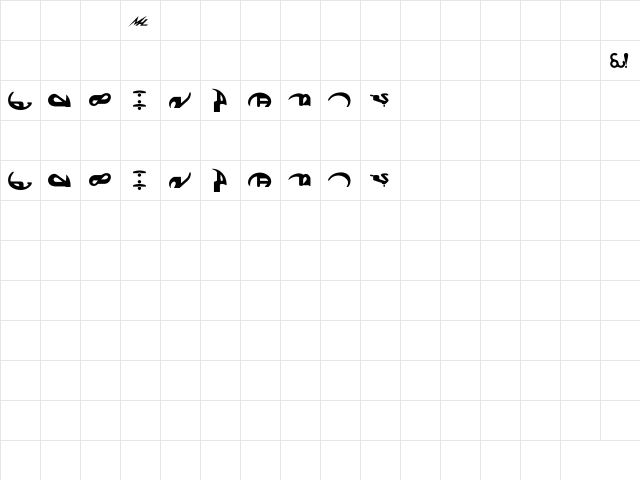 Veknoid Bold  glyph index