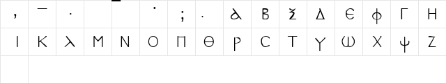 SPDoric Regular  glyph index