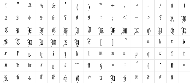 London Text BQ Regular  glyph index