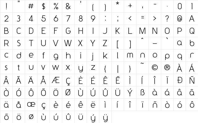 Y2K Neophyte Regular  glyph index
