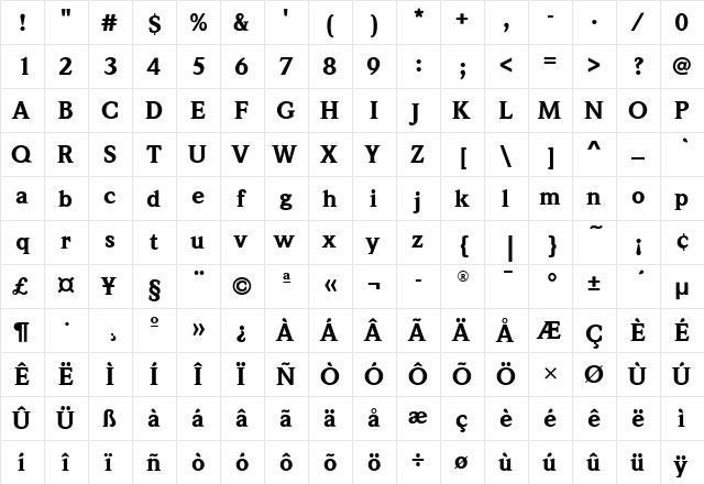 WeidemannMdITC Black  glyph index