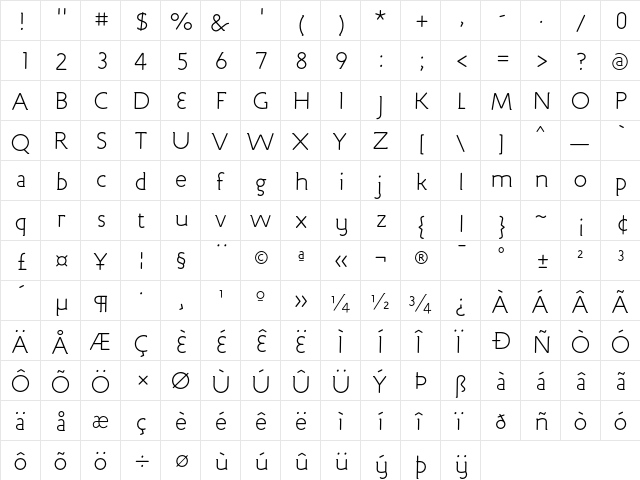 Engine LightLF  glyph index