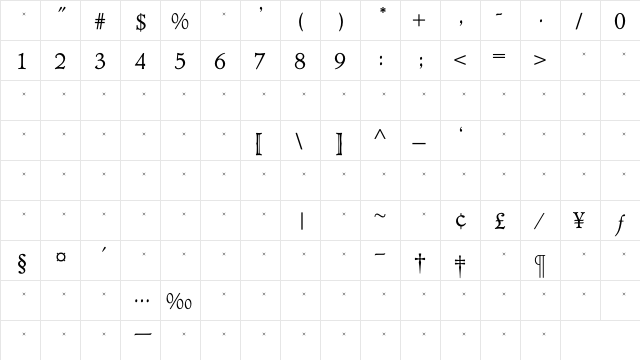 TCAdministerBookTab Regular  glyph index